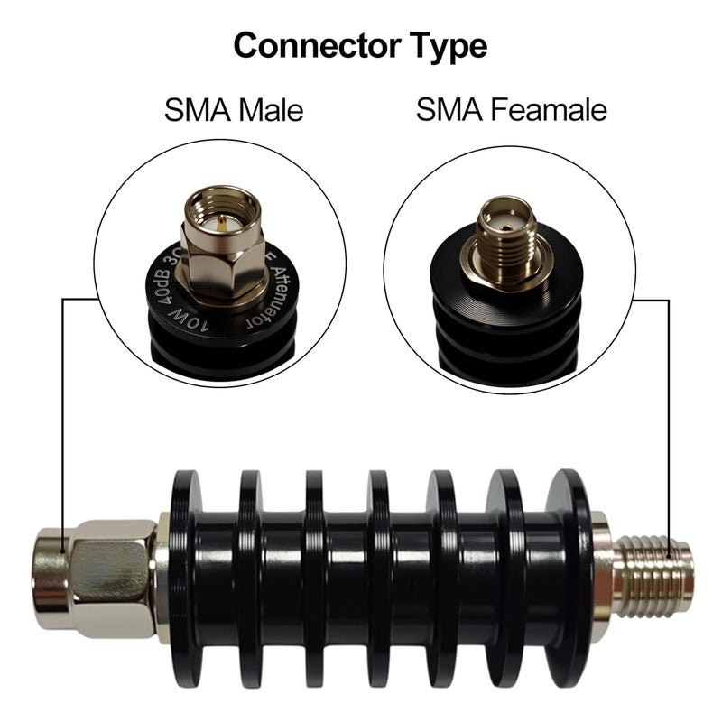 AURSINC 10W 40DB SMA Attenuator Kit, SMA Male to Female RF Attenuator, DC to 3GHz 50 Ohm, Low VSWR (≤1.20) RF Signal Attenuator, for Antennas & Test Equipment (40DB) - Image 2